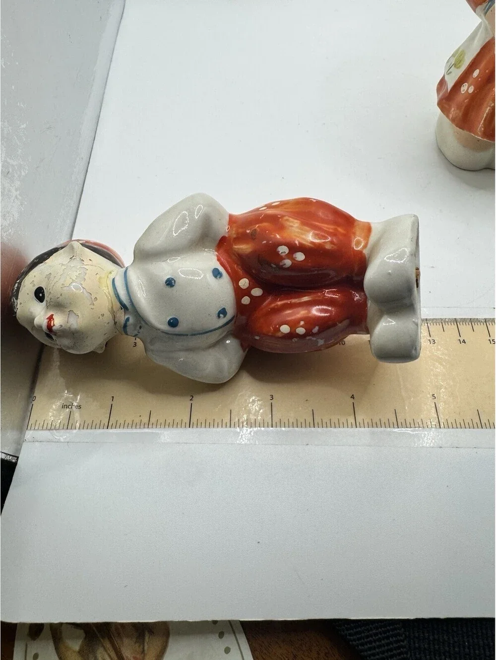 Vintage Salt and Pepper Shakers ~ Kissing Dutch Boy and Girl ~ Japan - Red